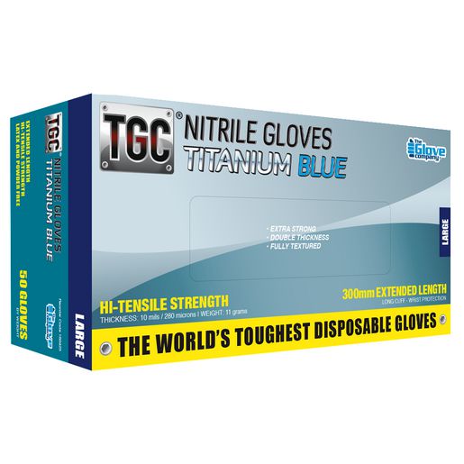 The Glove Company TGC Gloves Titanium Blue Nitrile 50 Pk Large 160423