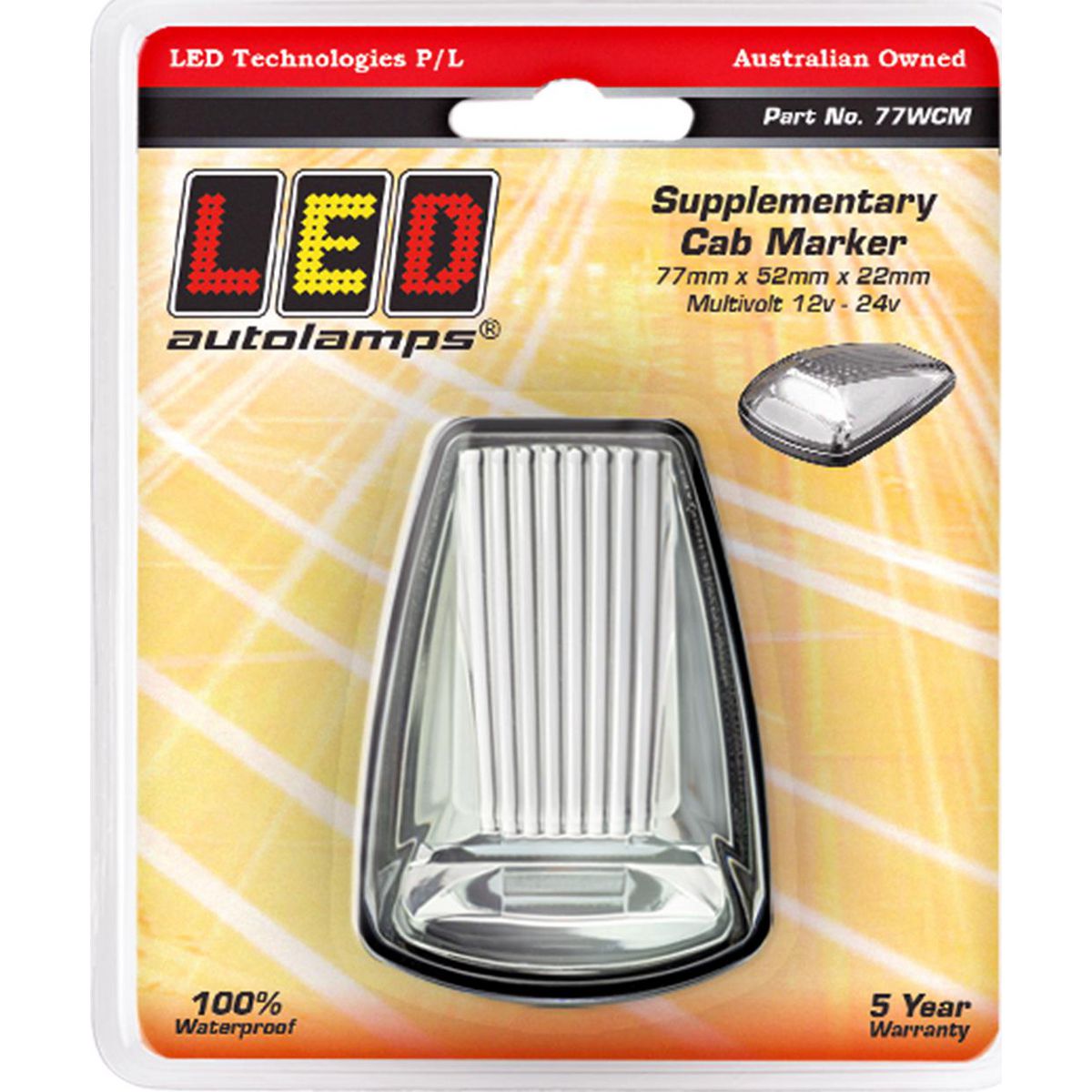 LED Autolamps Supplementary Cab Marker White 77x52x22mm 9-32V 77WCM