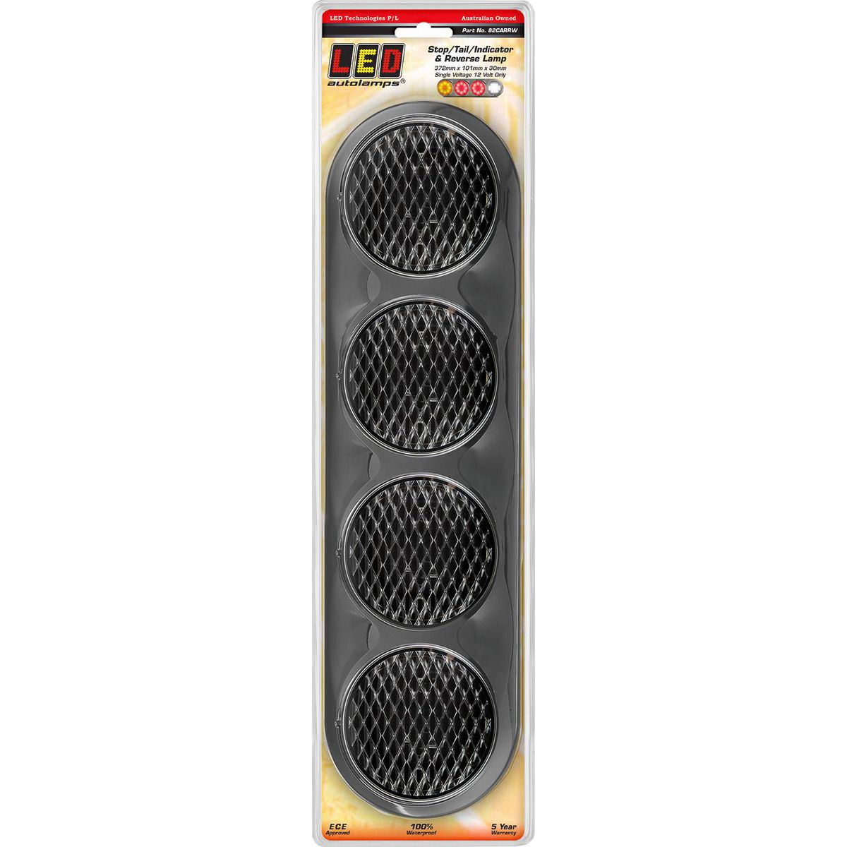 LED Autolamps Stop/Tail/Indicator/Reverse LED Light 12V Chrome Bracket 372x101x30mm 82CARRW