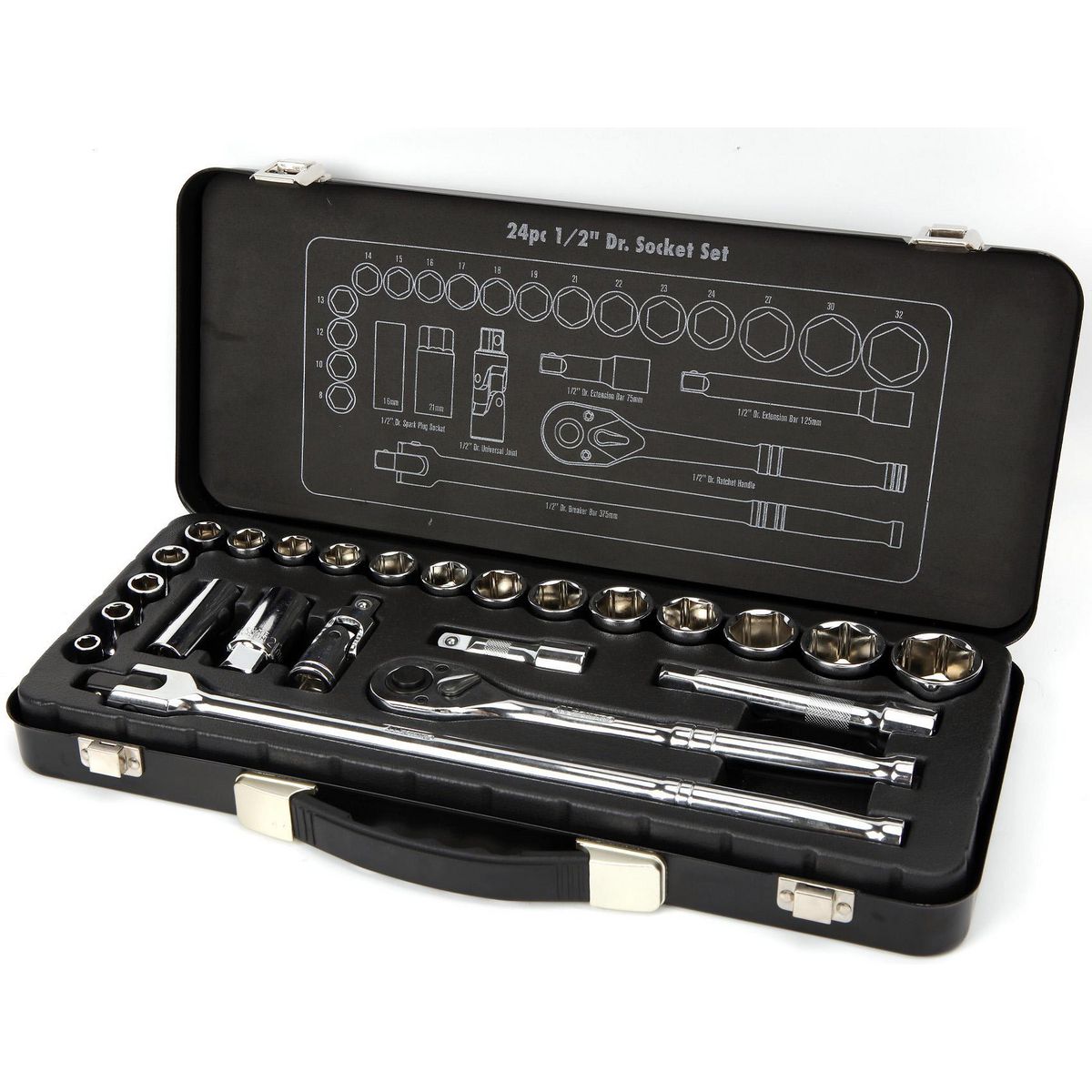 Mechpro Socket Set Metric 1/2In Drive 24pc