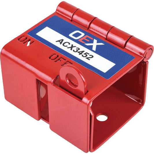 OEX Red Lockout Bracket 2mm Stainless Steel With Lock Tab ACX3452