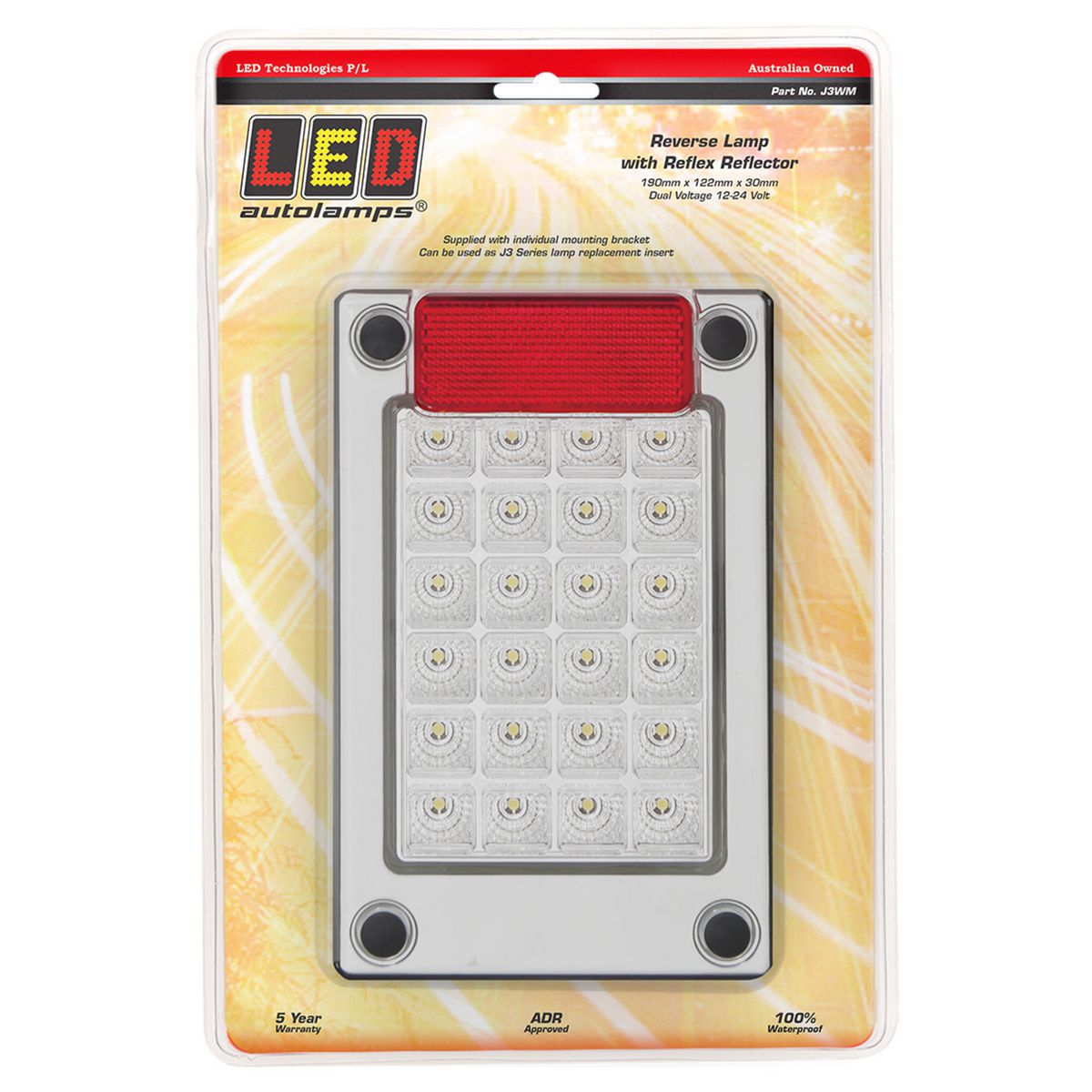 LED Autolamps Reverse J3 White LED Lamp Insert 12/24V J3WM