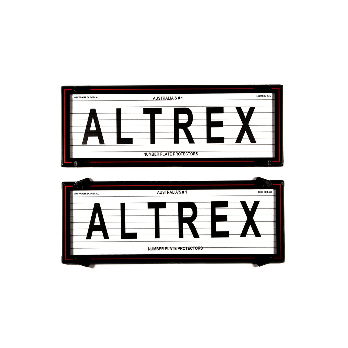 Altrex Number Plate Covers 6 Figure Black with Lines and Red Border
