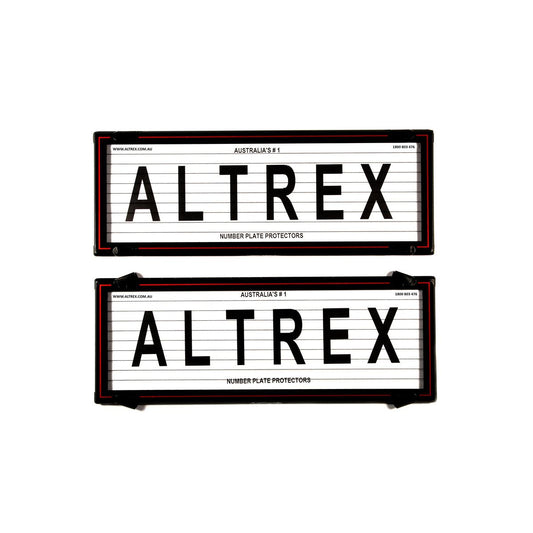 Altrex Number Plate Covers 6 Figure Black with Lines and Red Border