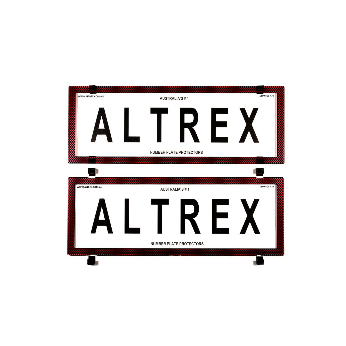 Altrex Number Plate Cover 6 Figure Red Carbon Fibre Without Lines