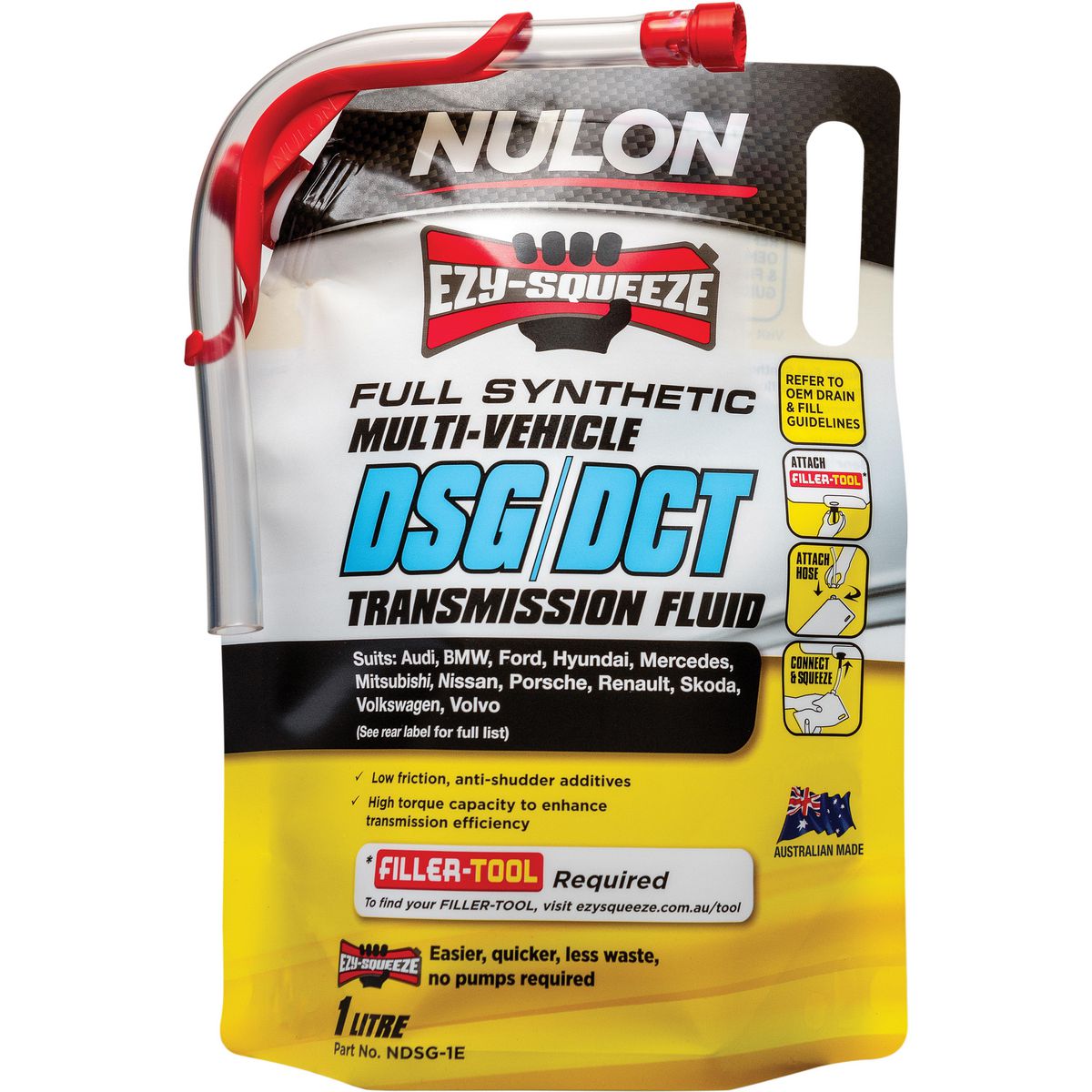 Nulon EZY-SQUEEZE Dual Clutch Transmission Fluid 1L Full Synthetic NDSG-1E