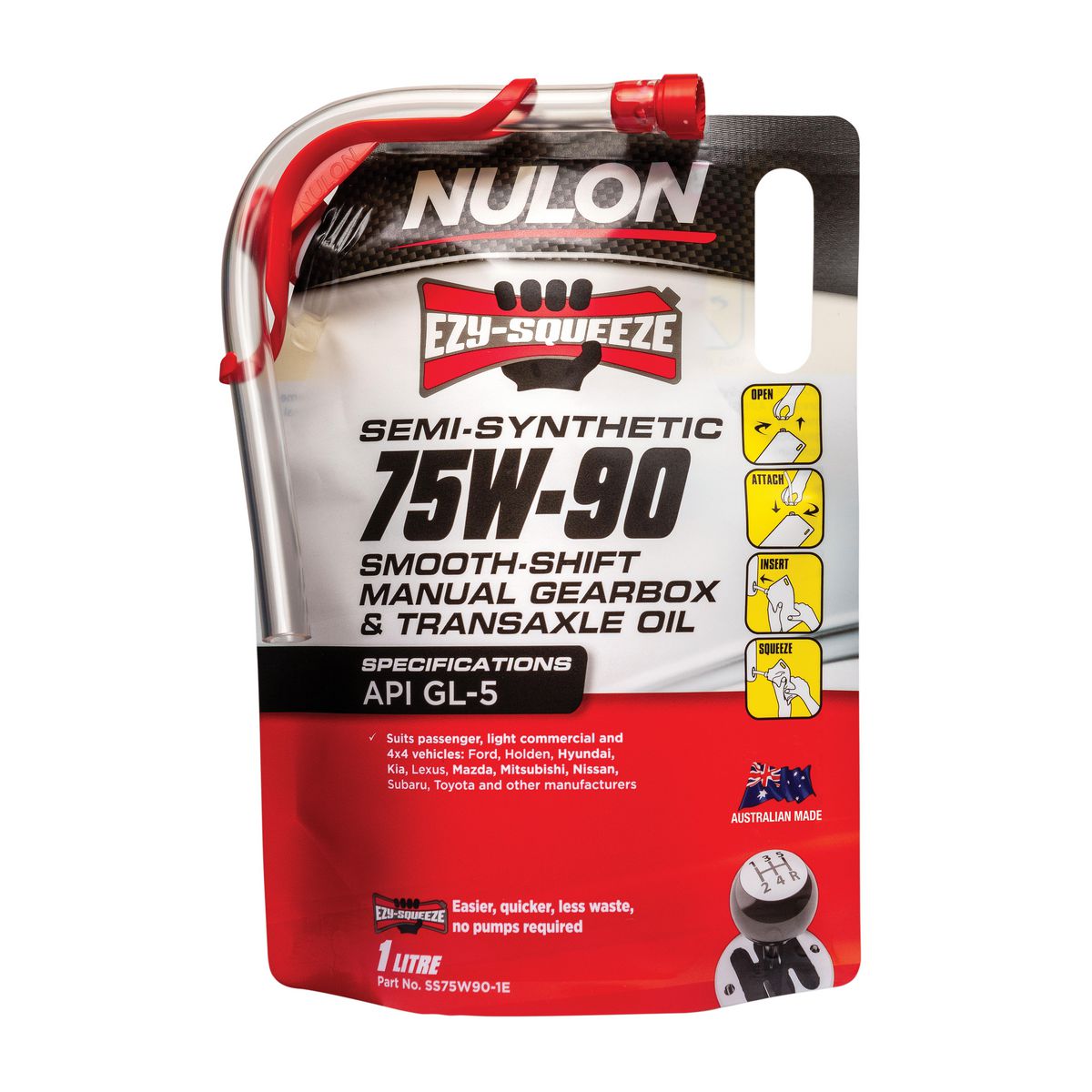 Nulon EZY-SQUEEZE 75W-90 Gearbox and Transaxle Oil Smooth Shift 1L SS75W90-1E