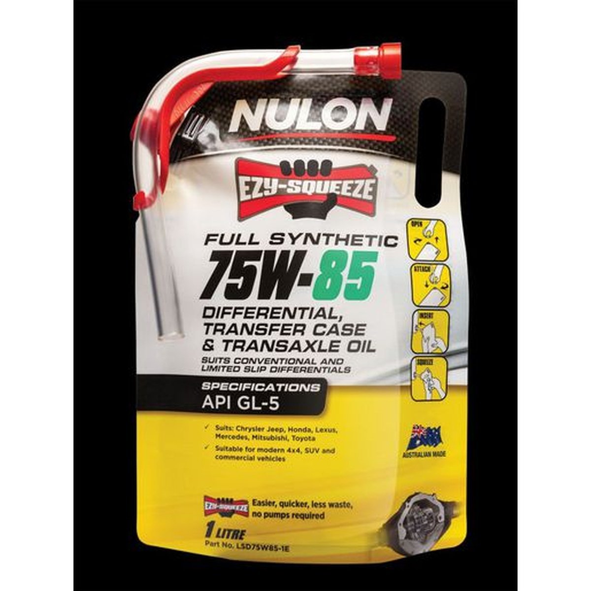 Nulon EZY-SQUEEZE 75W-85 Limited Slip Diff Oil 1L Full Synthetic LSD75W85-1E
