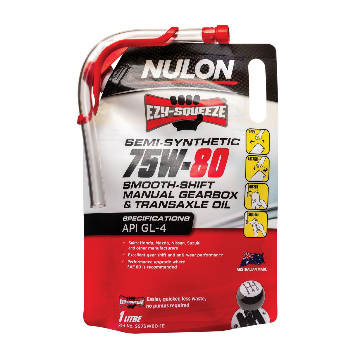 Nulon EZY-SQUEEZE 75W-80 Gearbox and Transaxle Oil Smooth Shift 1L SS75W80-1E