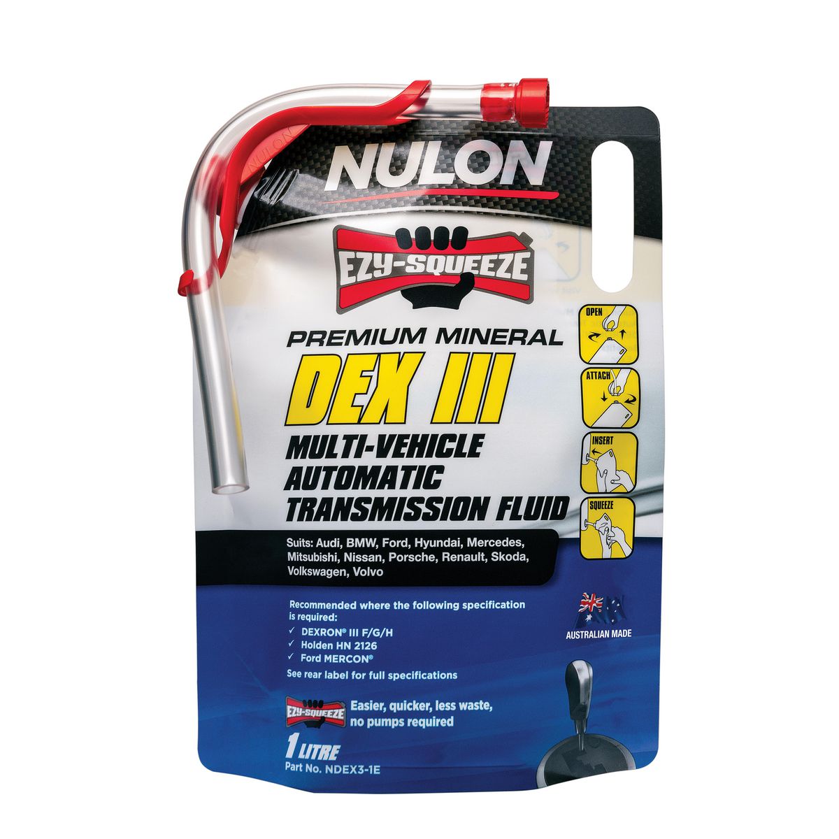 Nulon EZY-SQUEEZE Automatic Transmission Fluid Mineral 1L NDEX3-1E
