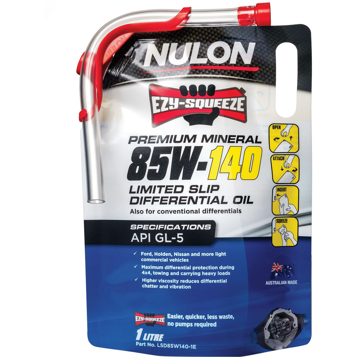 Nulon EZY-SQUEEZE 85W-140 Limited Slip Diff Oil 1L LSD85W140-1E