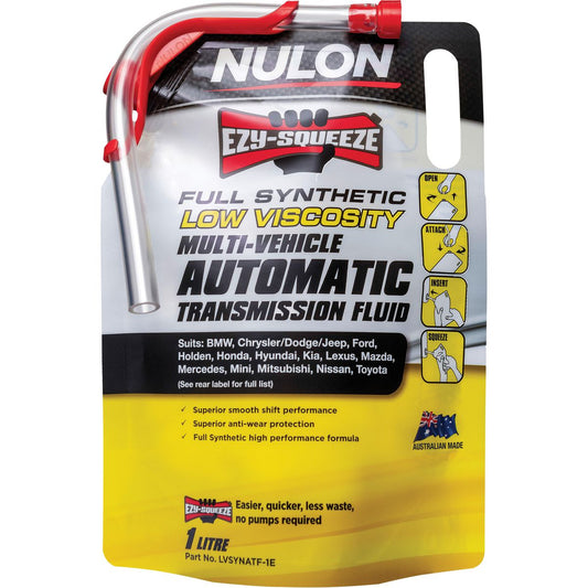 Nulon EZY-SQUEEZE Low Viscosity Auto Trans Fluid 1L Full Synthetic LVSYNATF-1E