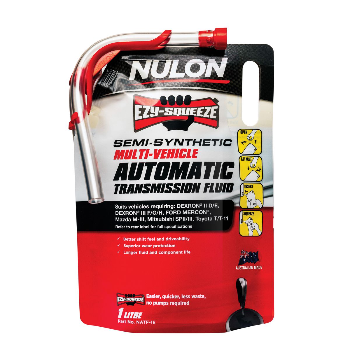 Nulon EZY-SQUEEZE Auto Trans Fluid 1L Semi Synthetic NATF-1E