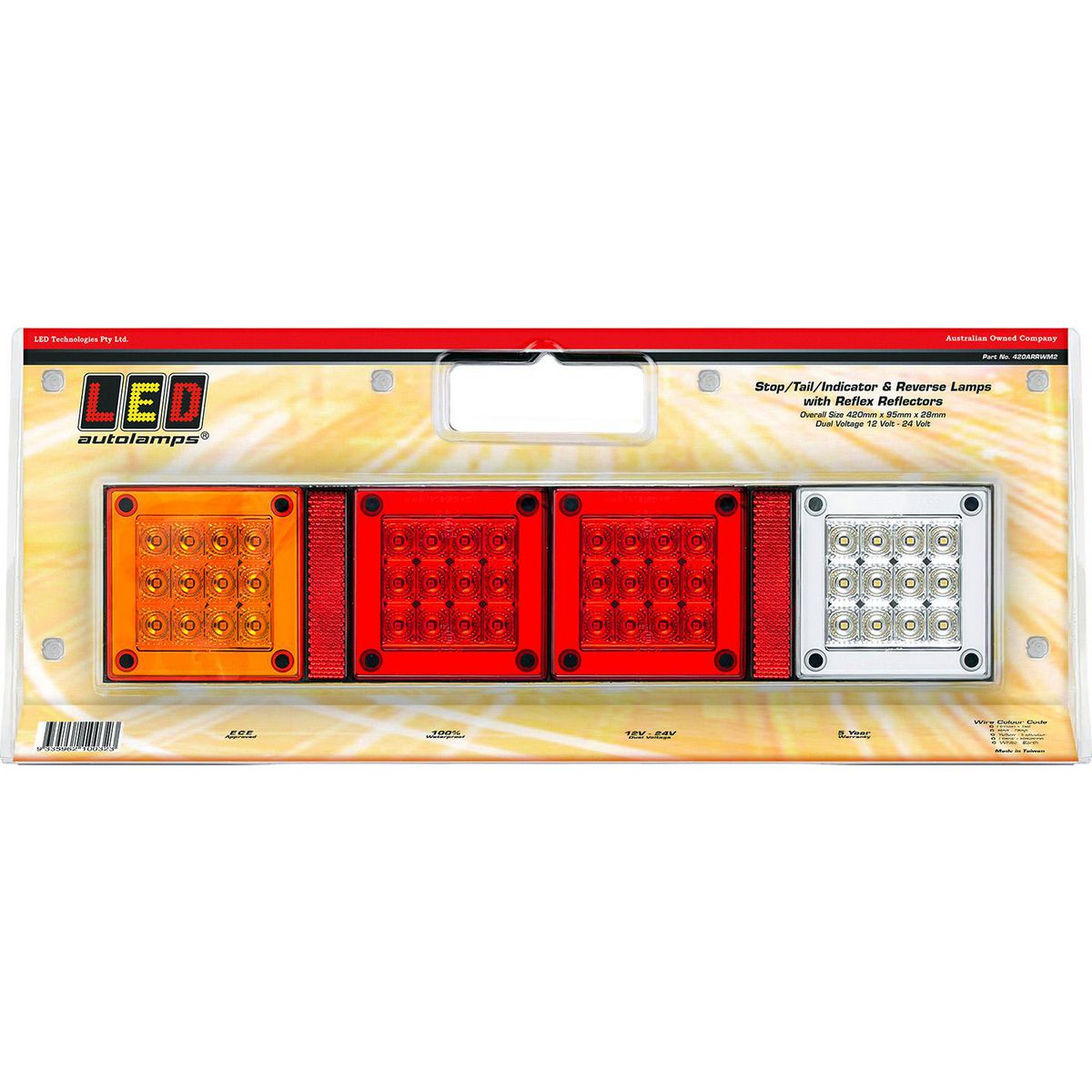 LED Autolamps Stop/Tail/Indicator/Reverse LED Light 12/24V 420ARRWM2