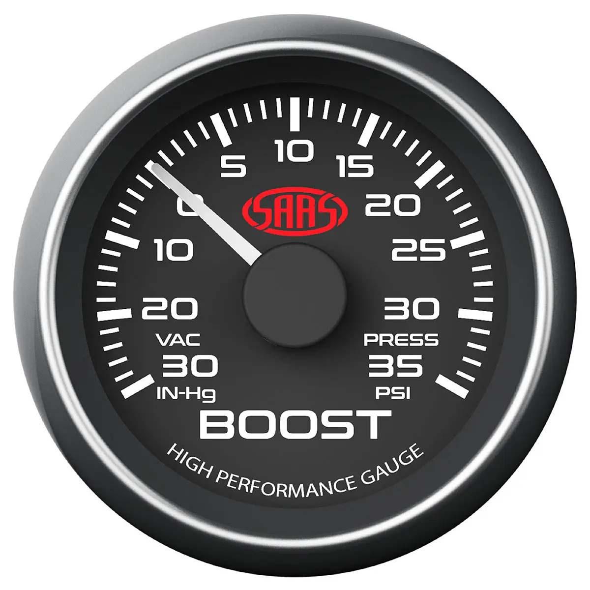 SAAS Muscle Series 2-1/16" Boost Gauge 30 In Hg/35 Psi Black SG-TB52B1