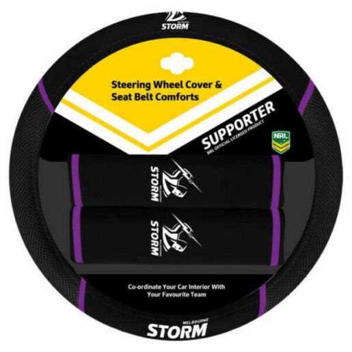 NRL Steering Wheel Cover/Seat Belt Cover Set - Melbourne Storm ACNRLSTOACC