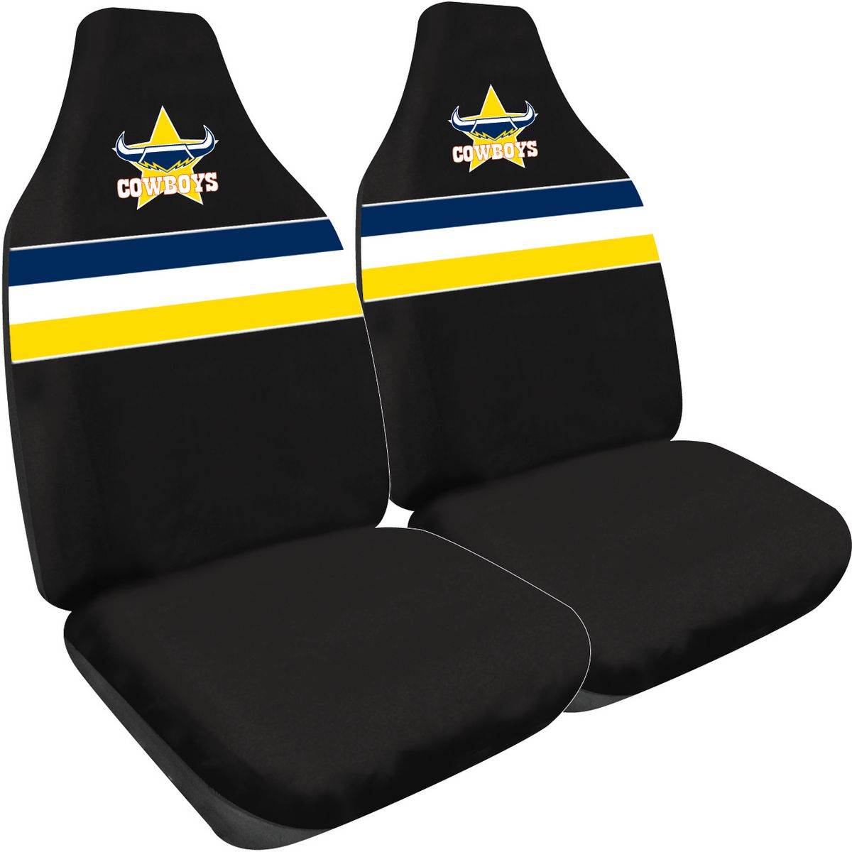 NRL Front Car Seat Covers Polyester, Cowboys - Pair PPNRLCOW6/2