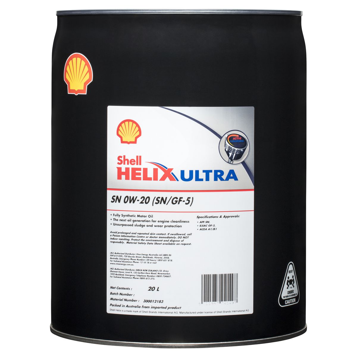 Shell Lubricants Helix Ultra 0W20 Full-Syn Engine Oil SN/GF-5 20L 300012183