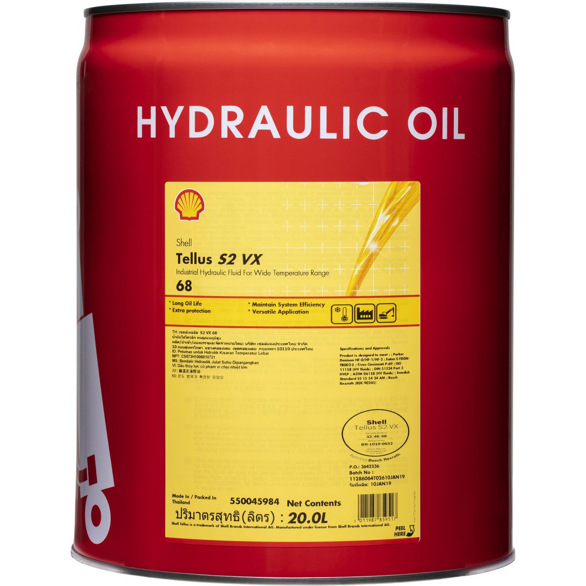 Shell Tellus S2 VX 68 Hydraulic Oil 20L 300012784
