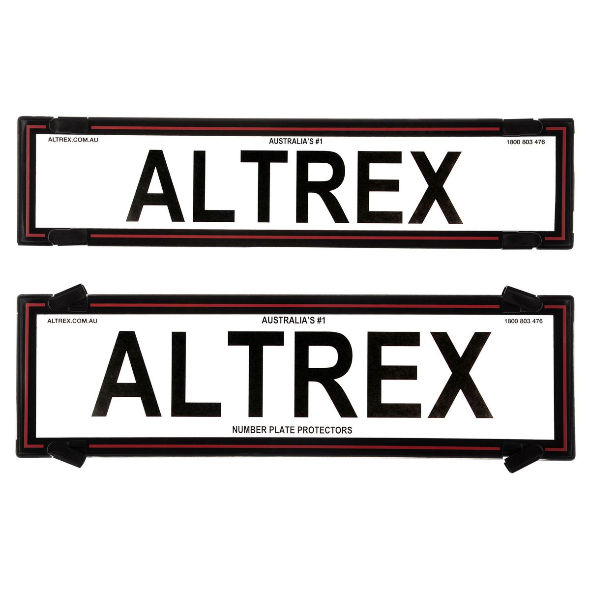 Altrex Number Plate Covers Premium Black Without Lines & Red Line in Border 6NLPR