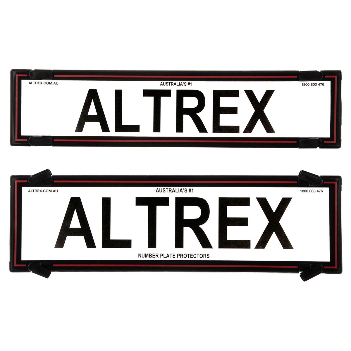 Altrex Number Plate Covers Premium Black Without Lines & Red Line in Border 6NLPR