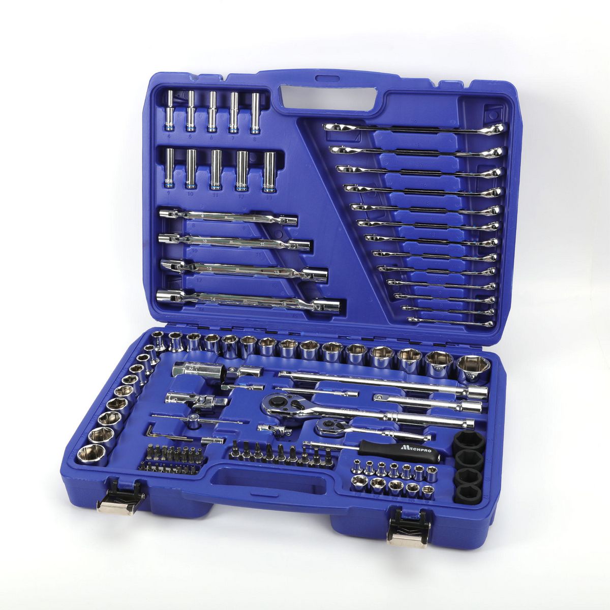 Mechpro Automotive Tool Kit Metric/SAE 1/4In & 3/8In & 1/2In Drive 134pc MP226KCRV