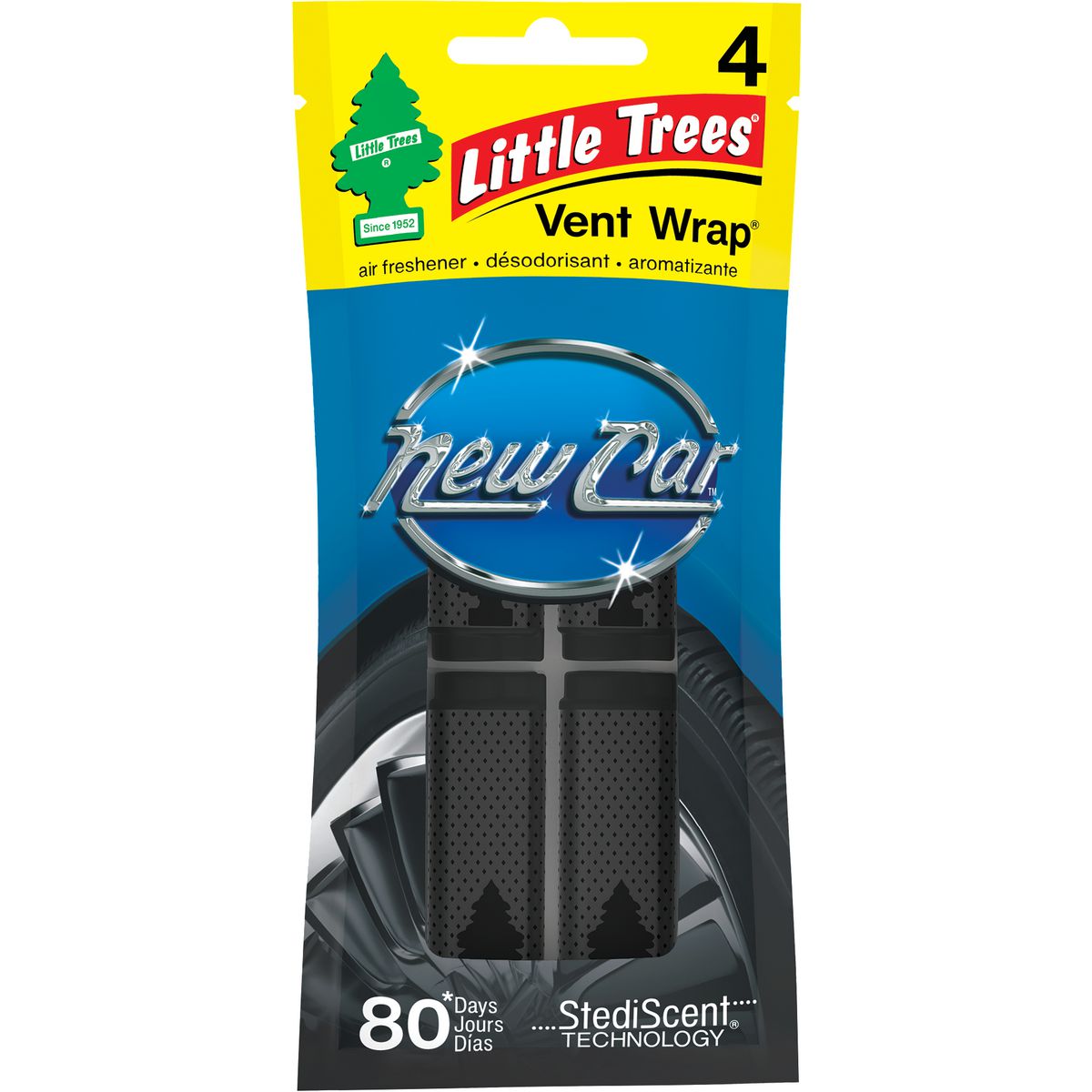Little Trees Car Air Freshener Vent Wrap New Car Scent 4 Pack