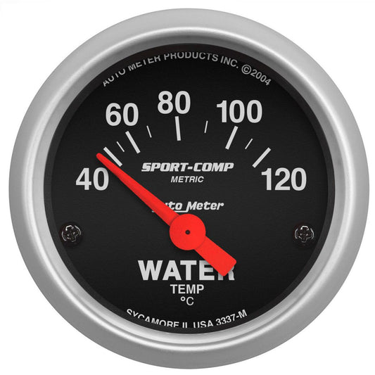 Autometer Sport-Comp 2-1/16in Water Temp Gauge 40-120C Short Sweep Electric AU3337-M