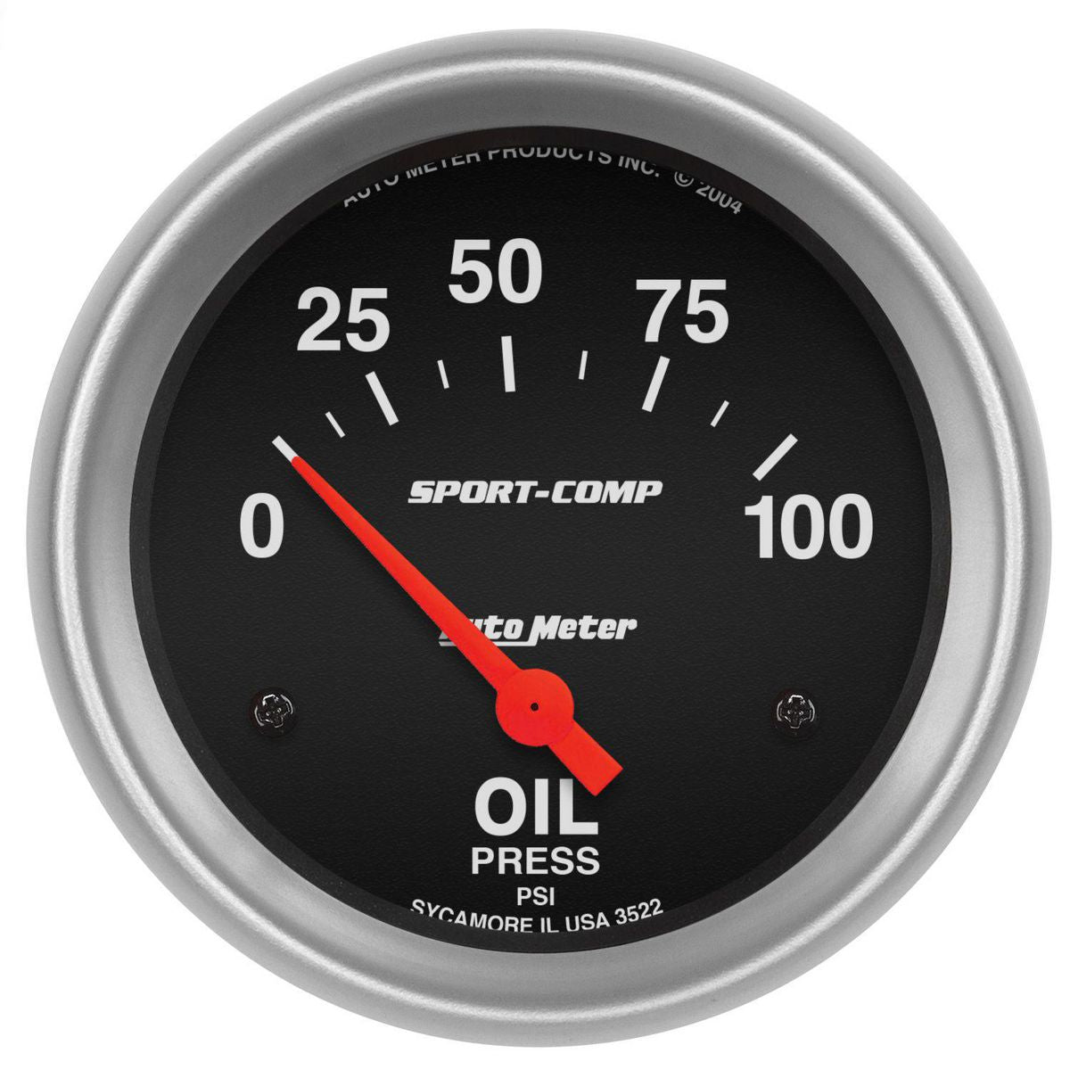 Autometer Sport-Comp 2-5/8in Oil Pressure Gauge 0-100 PSI Short Sweep Electric AU3522
