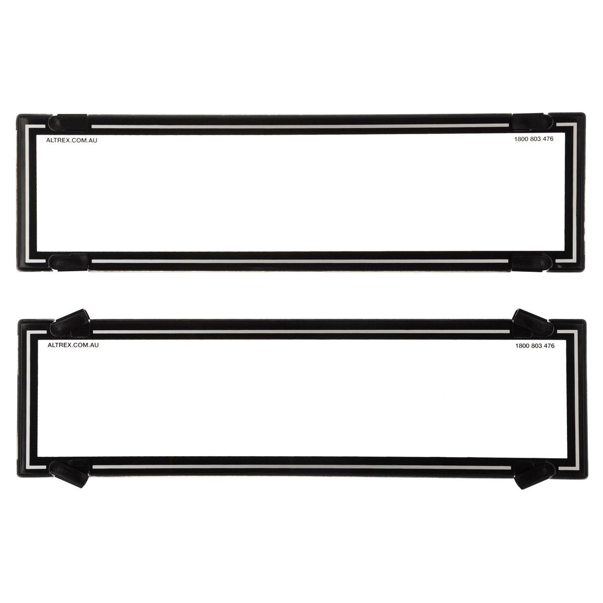 Altrex Number Plate Covers Black Without Lines & Silver Line in Border Slimline