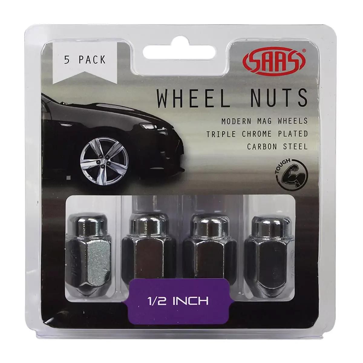 SAAS Wheel Nuts Acorn Taper 1/2" Chrome 35mm (5 Pack) 235215