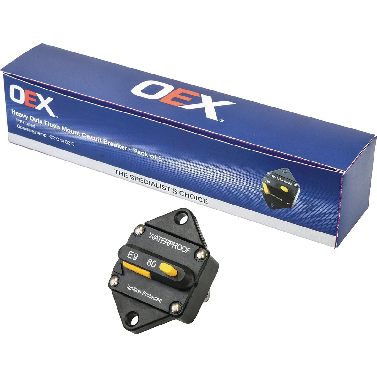 OEX Flush Mount Circuit Breaker Manual Reset 80A (Box of 5) ACX2065/5