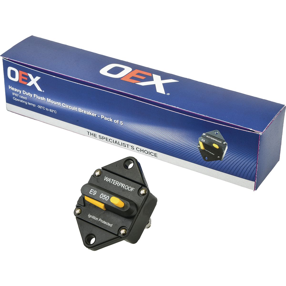 OEX Flush Mount Circuit Breaker Manual Reset 50A (Box of 5) ACX2063/5