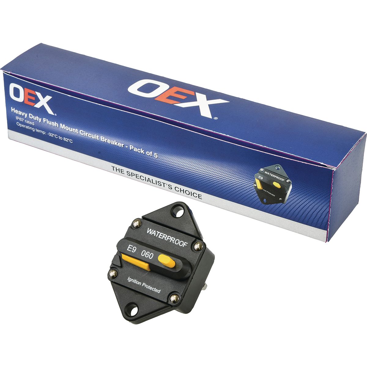 OEX Flush Mount Circuit Breaker Manual Reset 60A (Box of 5) ACX2064/5