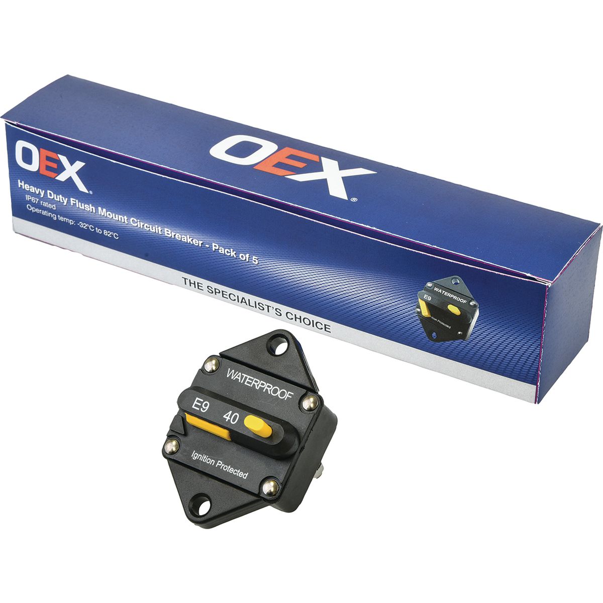 OEX Flush Mount Circuit Breaker Manual Reset 40A Box Of 5 ACX2062/5