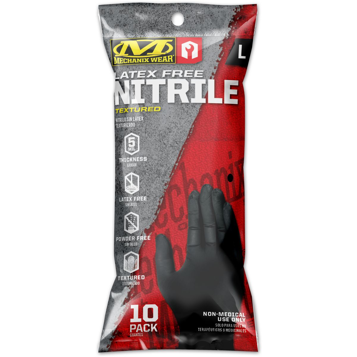 Mechanix Wear Nitrile Disposable Gloves Black Large 10pk