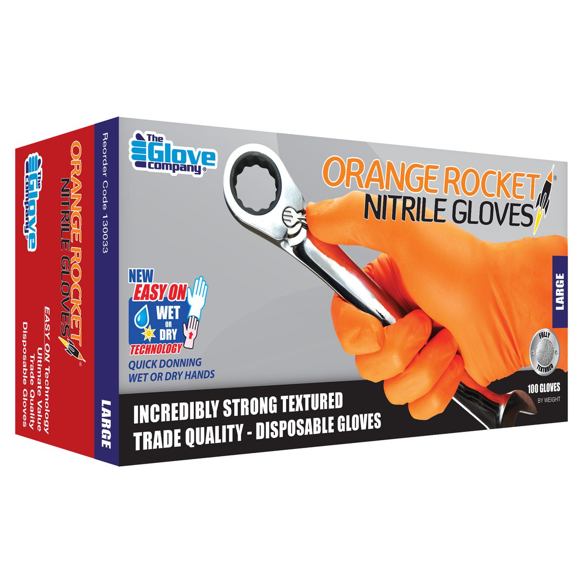 The Glove Company TGC Orange Nitrile Disposable Gloves Box Of 100 Size Large 130033