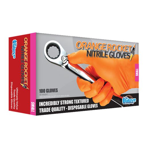 The Glove Company TGC Orange Nitrile Disposable Gloves Box Of 100 Size Small 130031