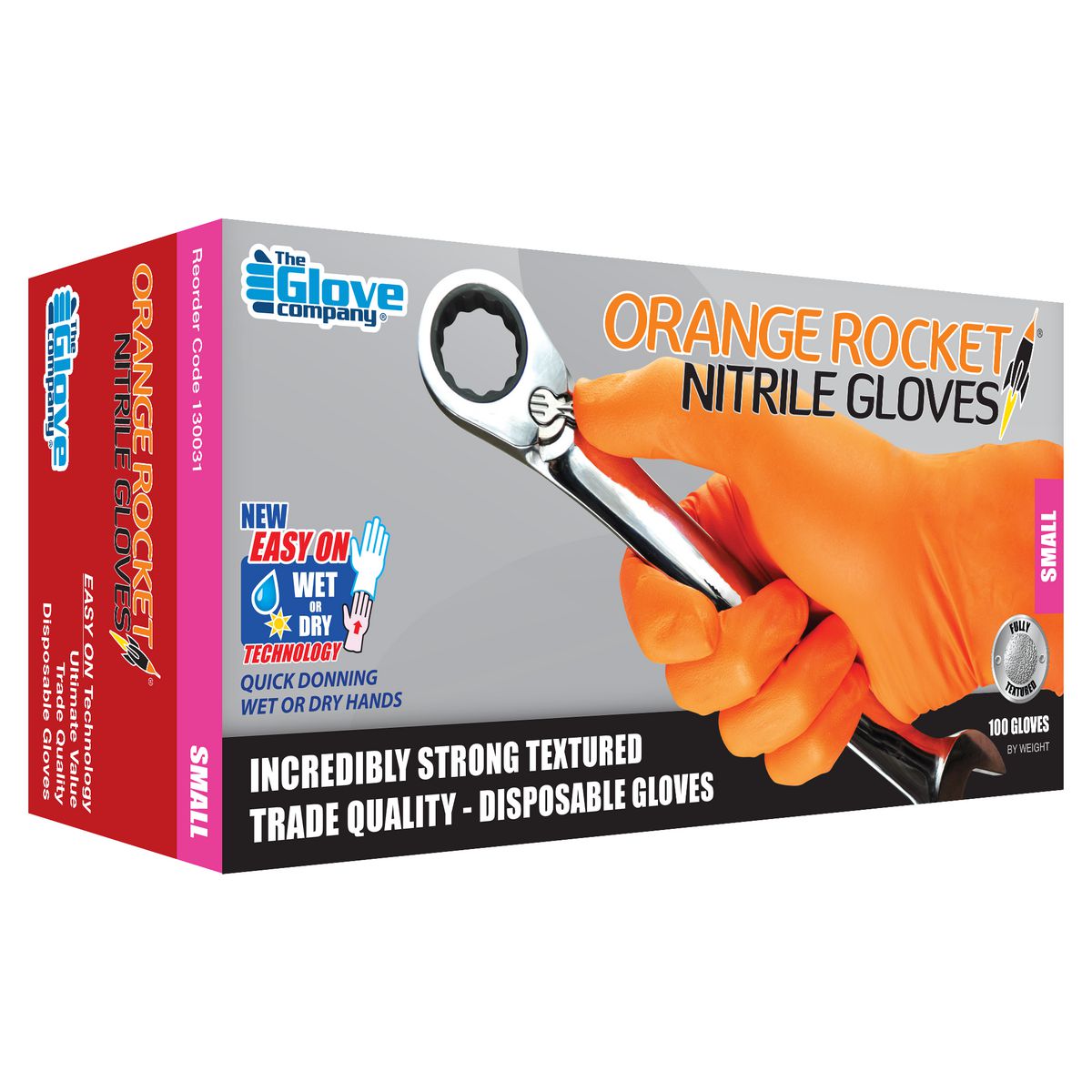 The Glove Company TGC Orange Nitrile Disposable Gloves Box Of 100 Size Small 130031