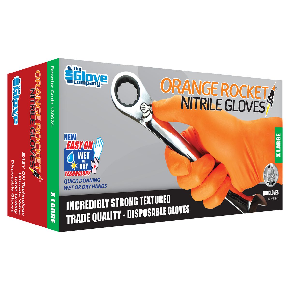 The Glove Company TGC Orange Nitrile Disposable Gloves Box Of 100 Size XL 130034
