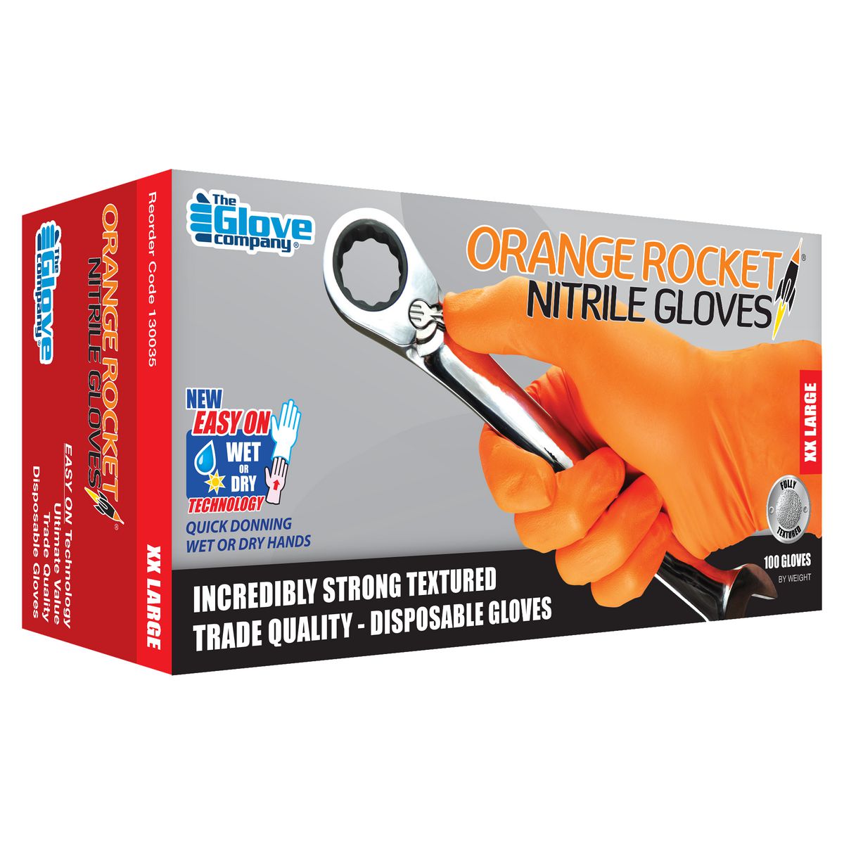 The Glove Company TGC Orange Nitrile Disposable Gloves Box Of 100 Size XXL 130035