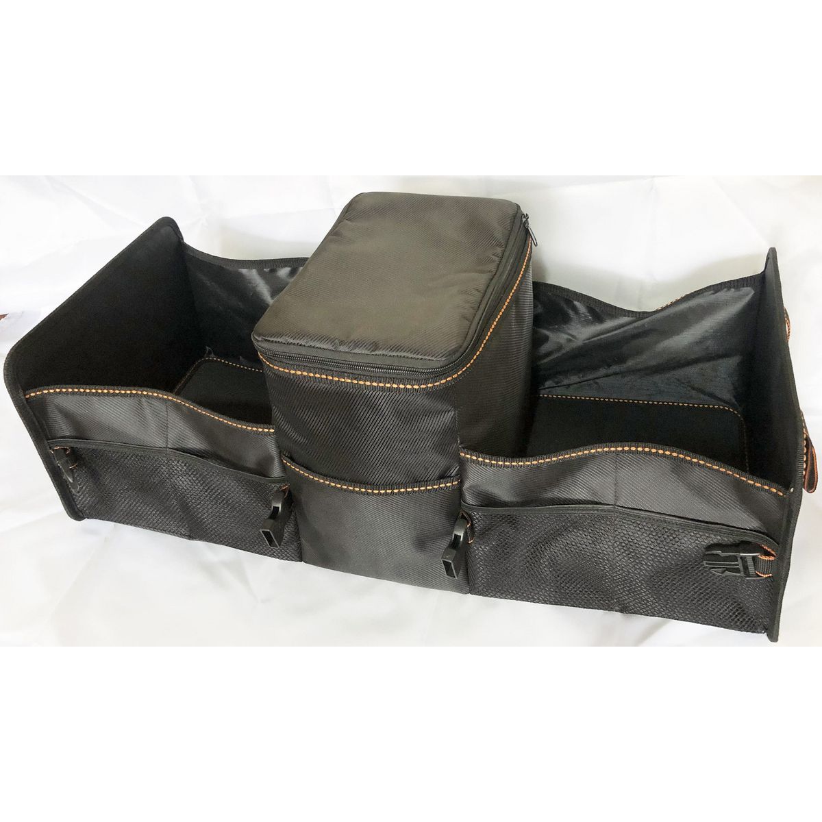 DUSC Storage Organiser In-Car Double Open Top with Cooler Bag