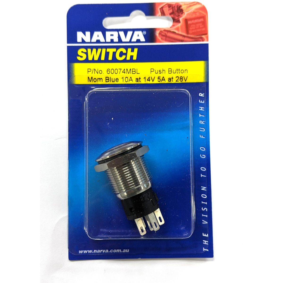 Narva Push Button Switch Momentary LED Blue 60074MBL