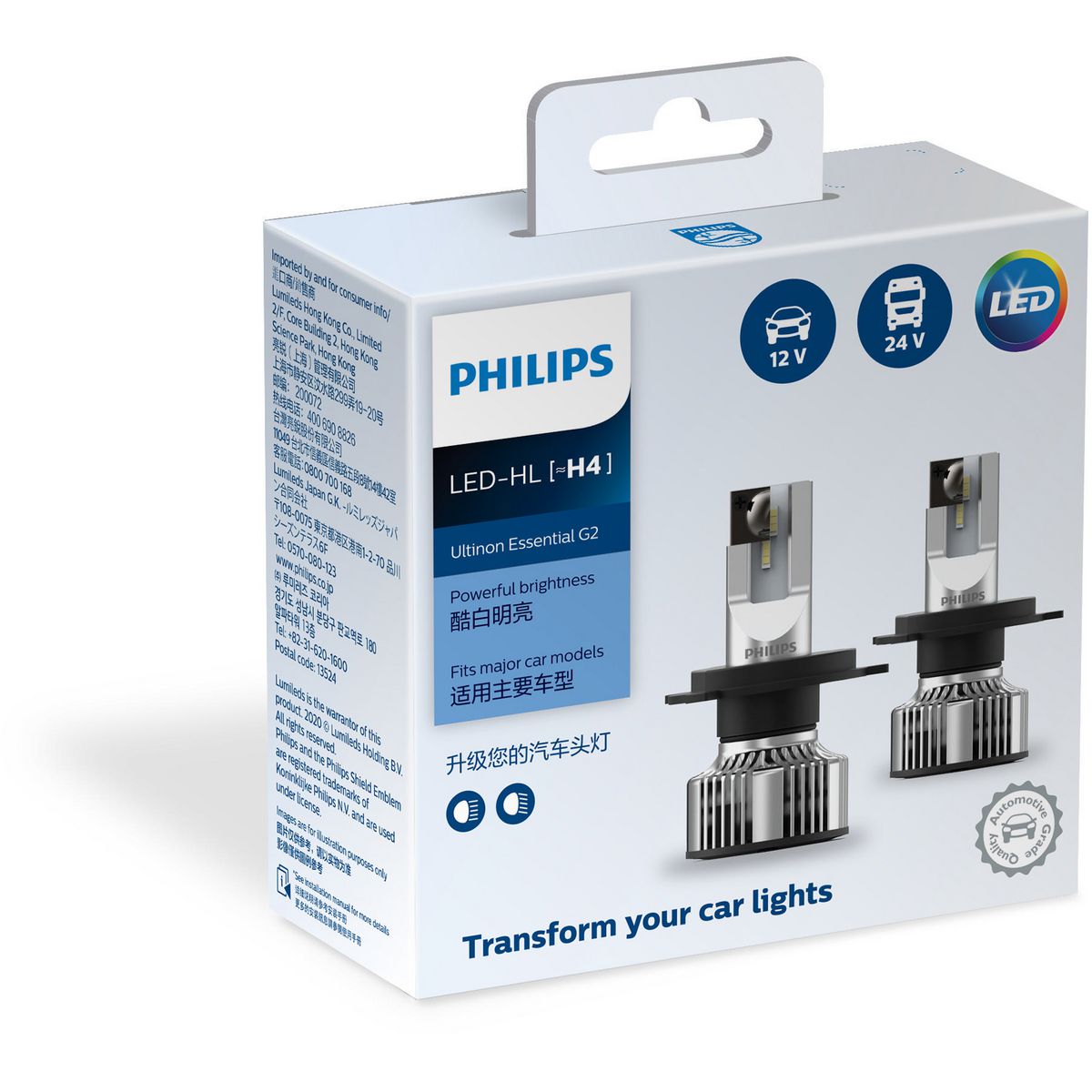 Philips Ultinon Essentials LED H4 Headlight Globe (Pair) 11342UE2X2