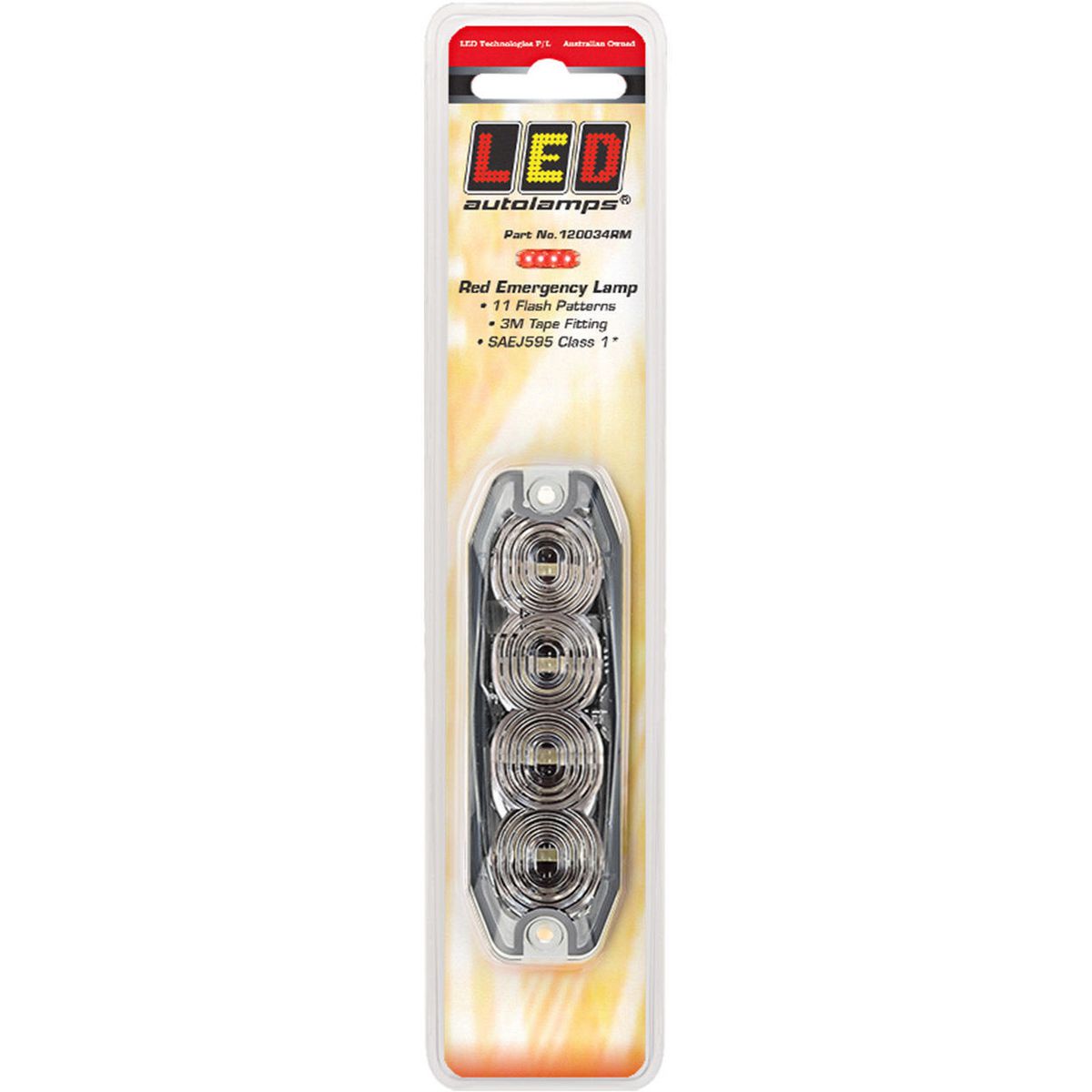 LED Autolamps Red Emergency Lamp SAE J595 Class 1 98mm  with Tape Fitting 120034RM