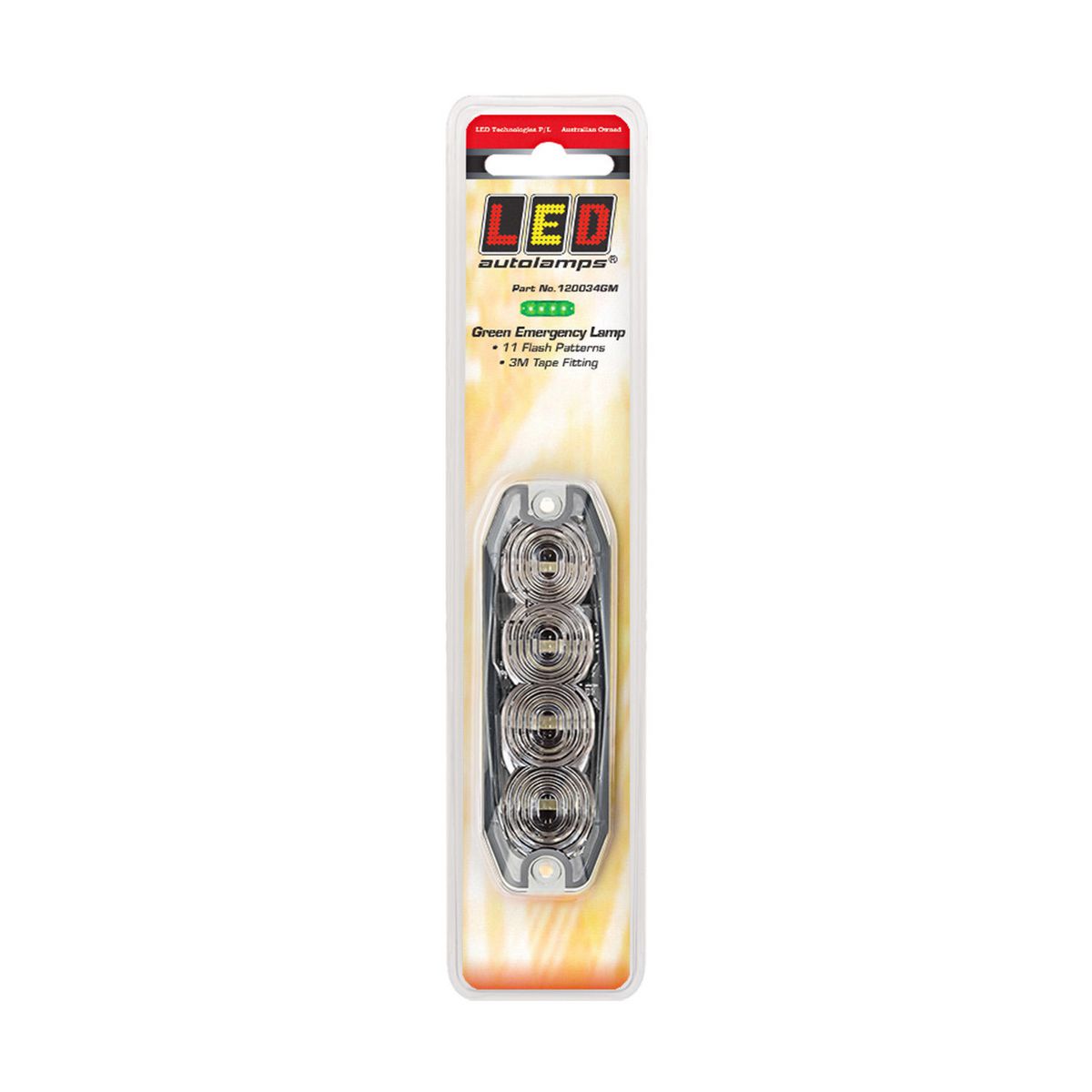 LED Autolamps Green Emergency Lamp SAE J595 Class 2 98mm  with Tape Fitting 120034GM