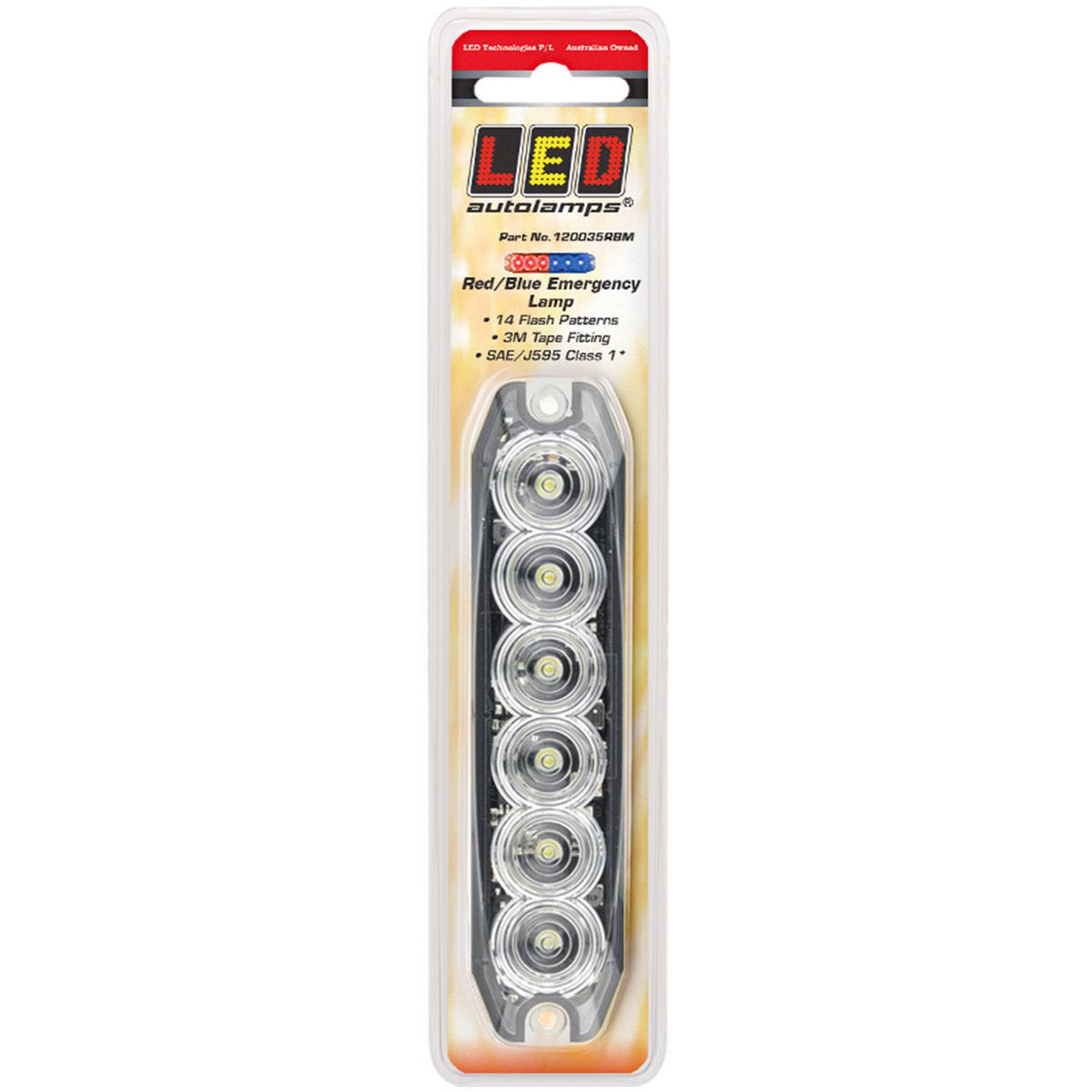 LED Autolamps Red/Blue Flash Emergency Lamp SAE J595 Class 1 131mm 120035RBM