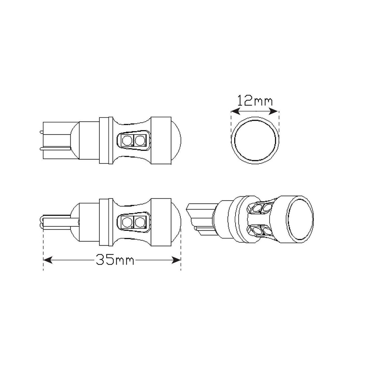 LED Autolamps T10 Wedge Bulb White Canbus Compatible 200 Effective Lumens 12-24V T10WM