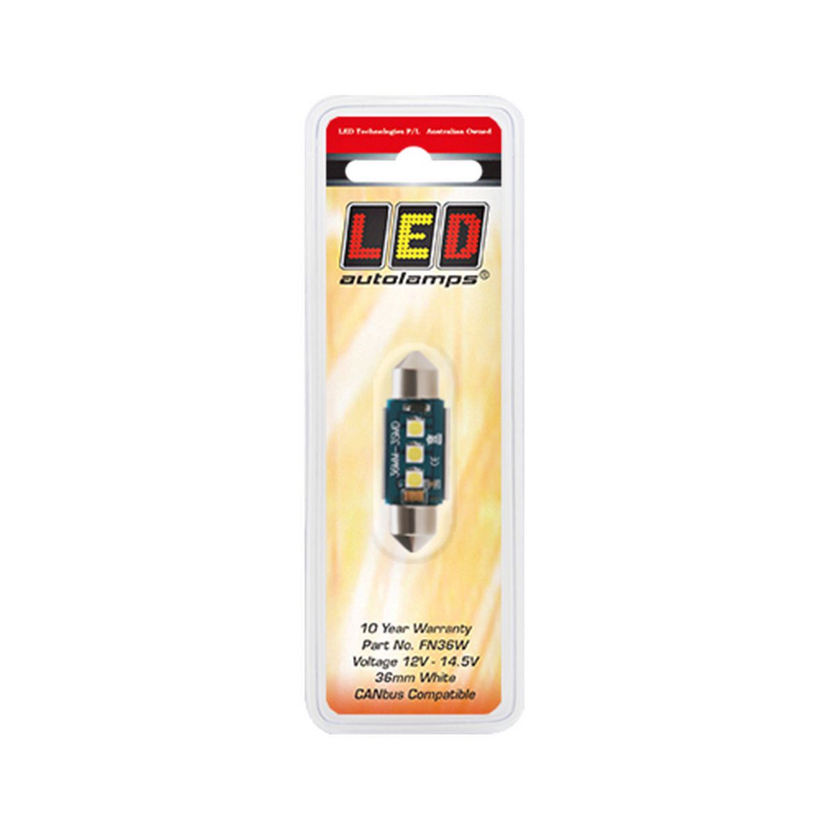 LED Autolamps Festoon Bulb White Canbus Compatible 180 Effective Lumen 36mm 12V FN36W