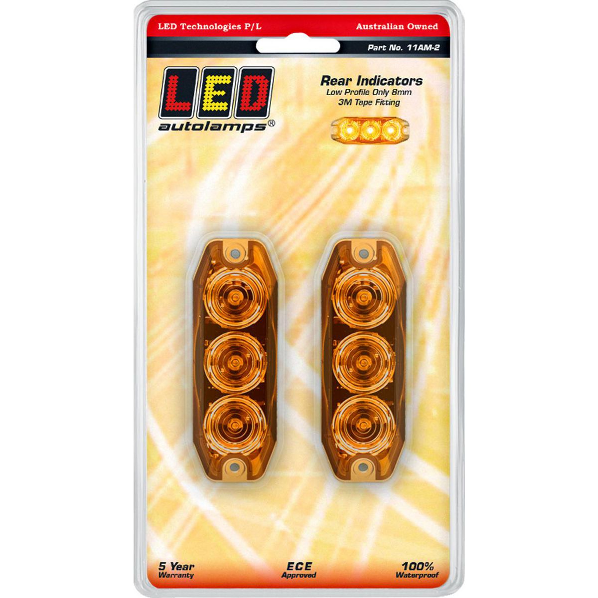 LED Autolamps Indicator Lamp Rear 89 x 30mm 12-24V Twin Pack 11AM-2